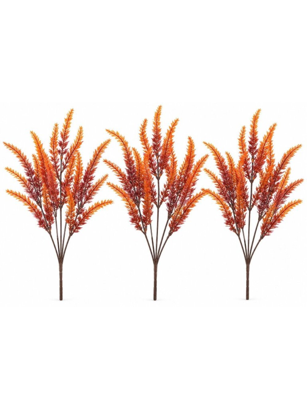 Artificial Fall Flower Bushes Set of 3, Rust Orange, 14 Inch UV Resistant